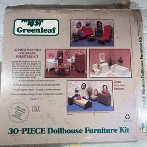 Greenleaf 30 Piece NEW UNUSED Plywood Dollhouse Furniture Kit 9030 Vintage 1987